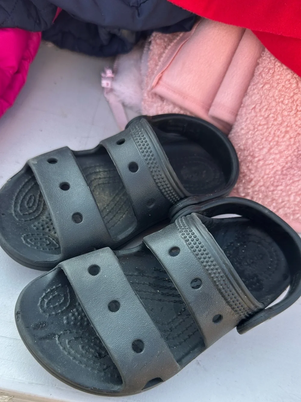 CROCS Kids Black Double-Strap Slide Sandals